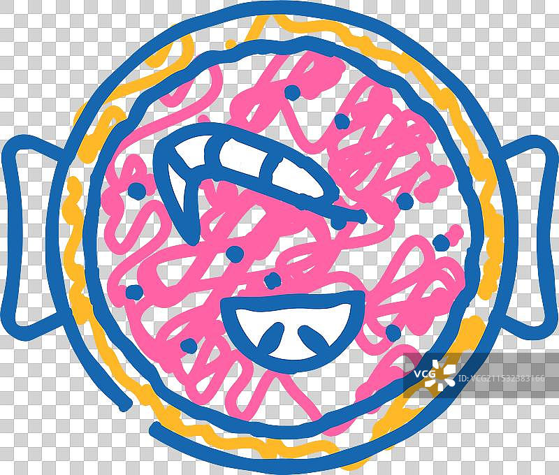 西班牙海鲜饭餐点图标涂鸦图片素材