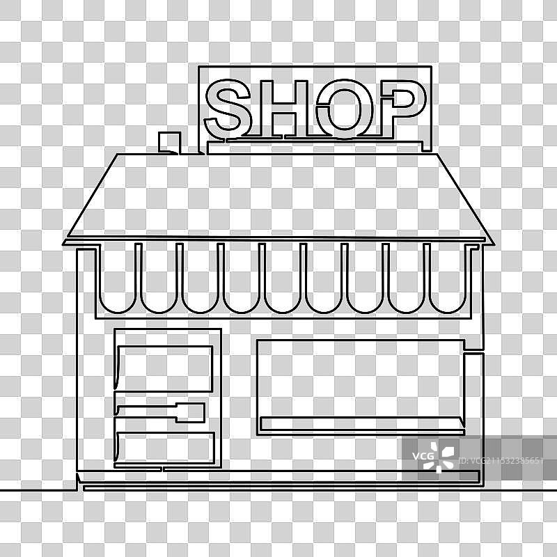 连续线条商店建筑概念图片素材