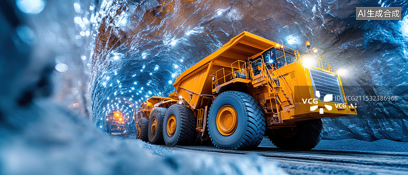 【AI数字艺术】矿车与地下采矿场景图片素材