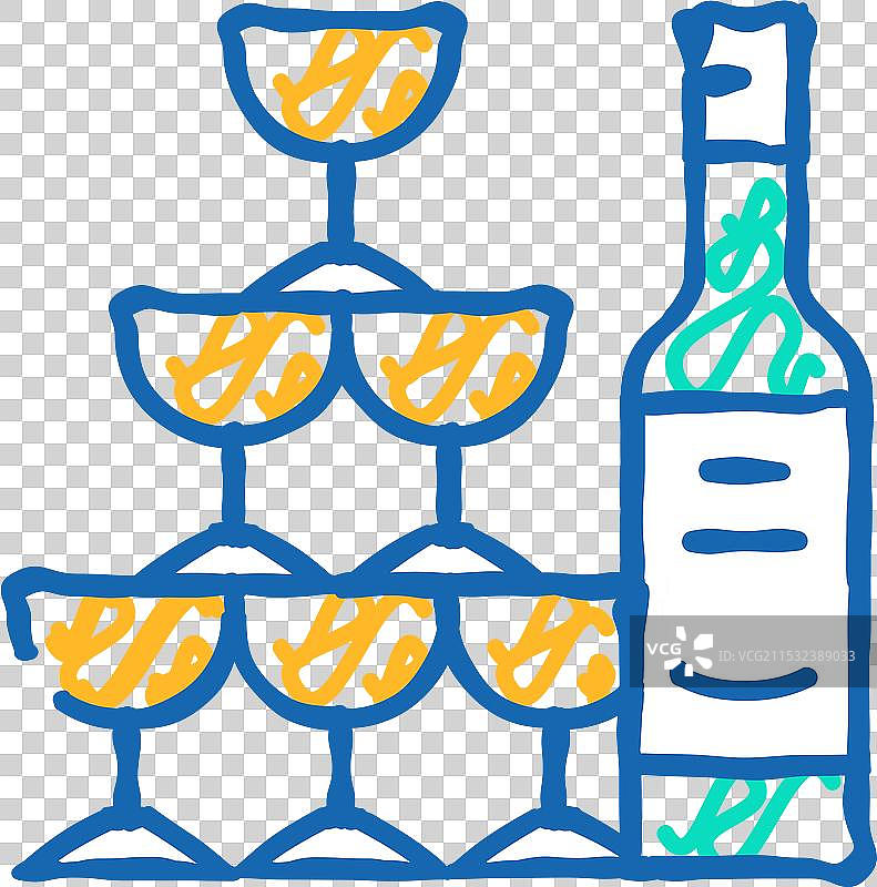 香槟婚礼饮品图标涂鸦图片素材