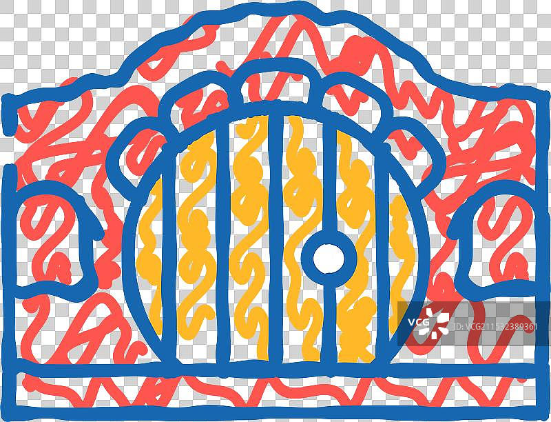 带圆形门的房子图标涂鸦图片素材