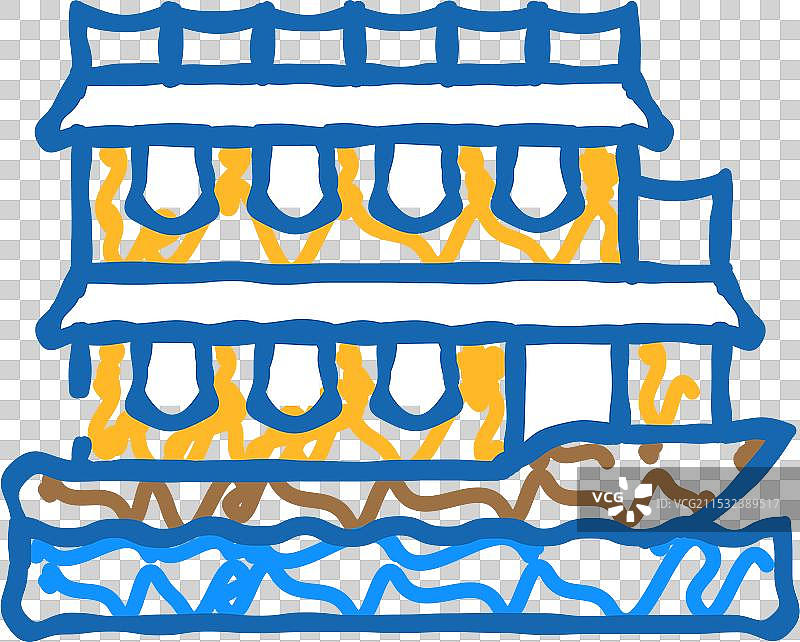 漂浮的船屋图标涂鸦图片素材