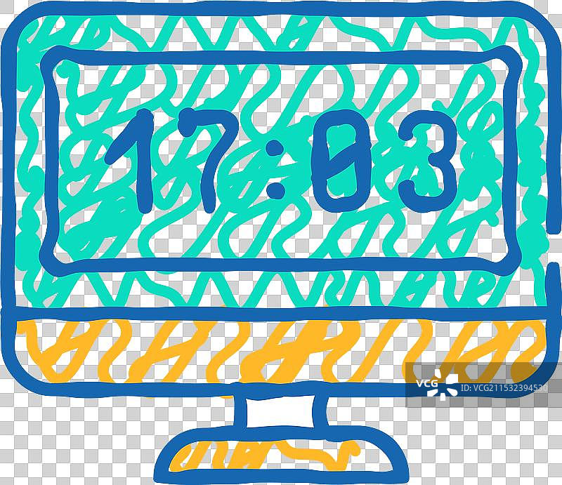 电脑时钟图标涂鸦图片素材