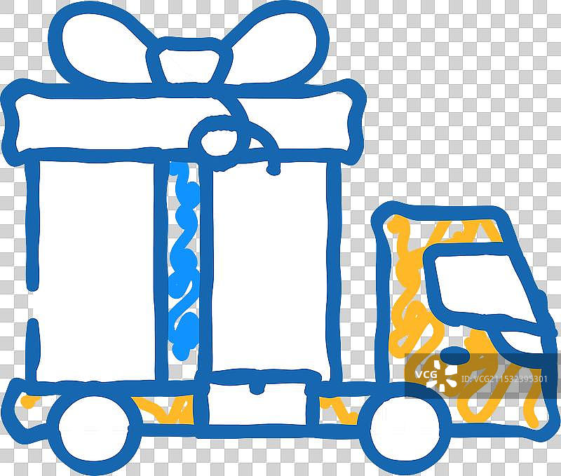 卡车运送礼物图标涂鸦图片素材