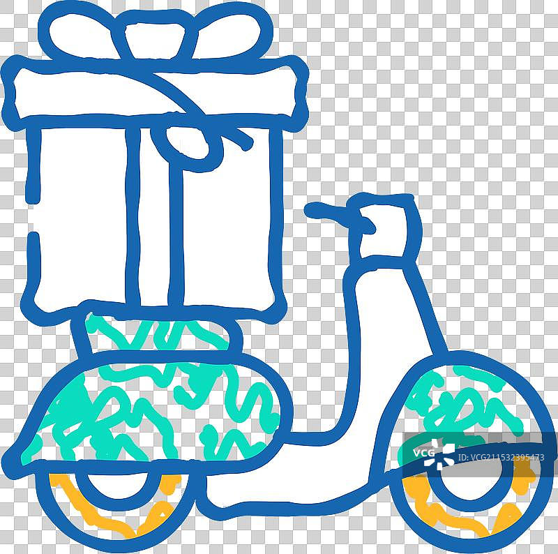 滑板车礼物图标涂鸦图片素材