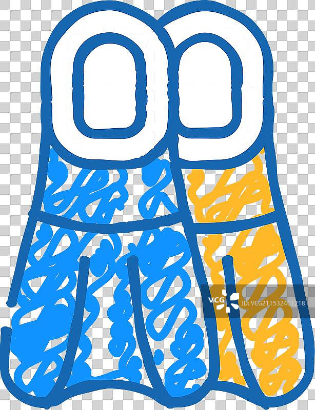 游泳用脚蹼图标涂鸦图片素材