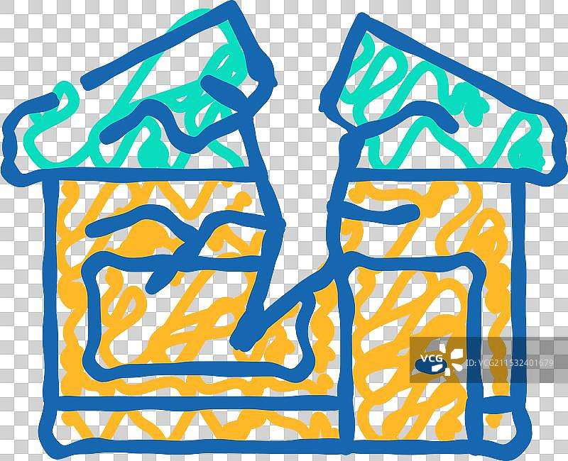 坠毁房屋图标涂鸦图片素材