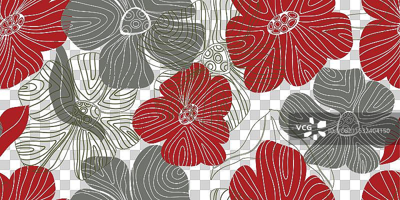 抽象幻想花卉杂色装饰亚洲风格图片素材