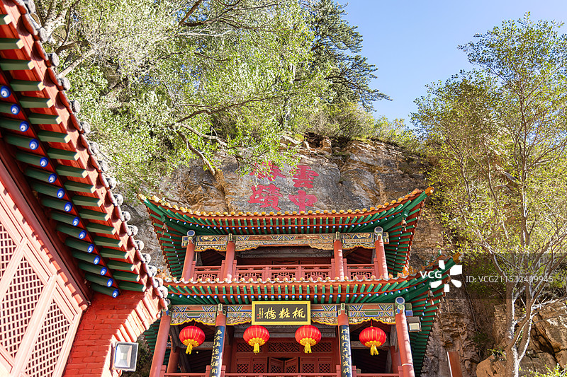 山西大同浑源县北岳恒山上的古建筑梳妆楼图片素材