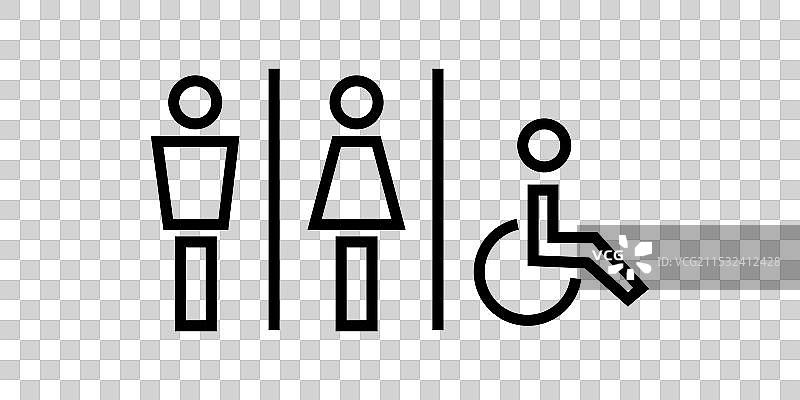 男、女和残疾人厕所标志图片素材