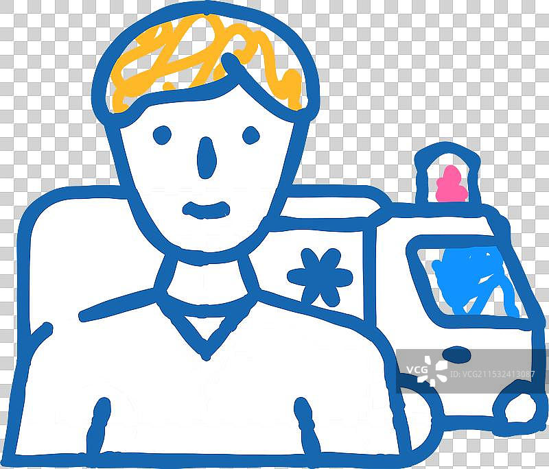 救护车医疗工作者图标涂鸦图片素材