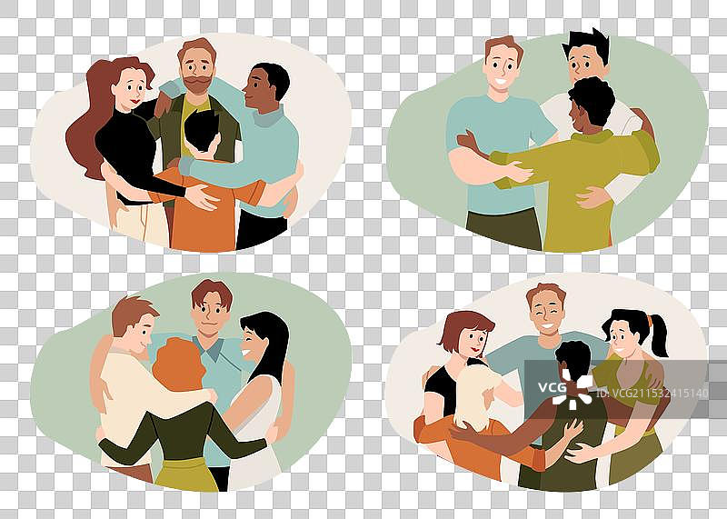 温暖的团体拥抱，象征团结图片素材