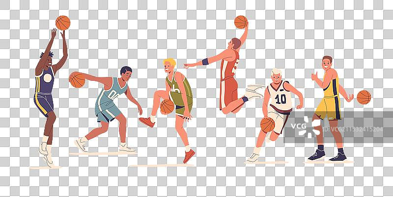 充满活力的篮球运动员展示动态表现图片素材