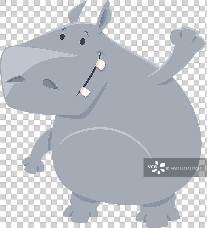 搞笑的卡通河马野生动物角色图片素材