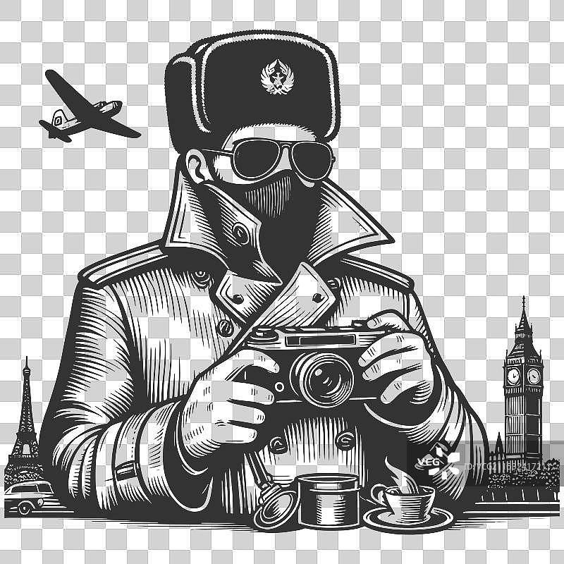 冷战间谍与相机图片素材