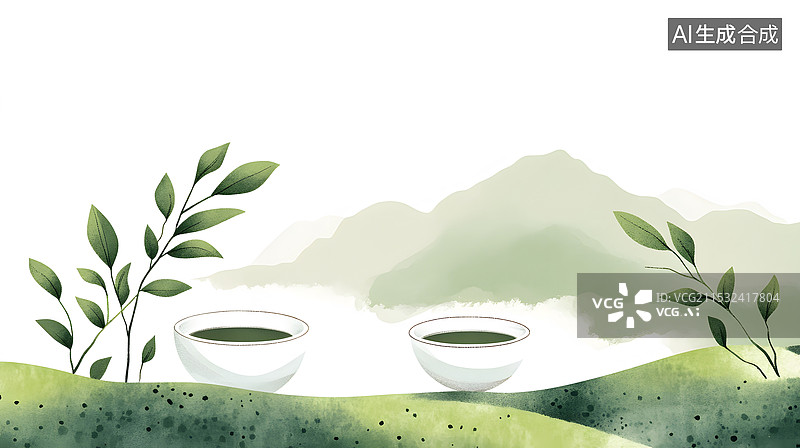 【AI数字艺术】茶道装饰背景图片素材