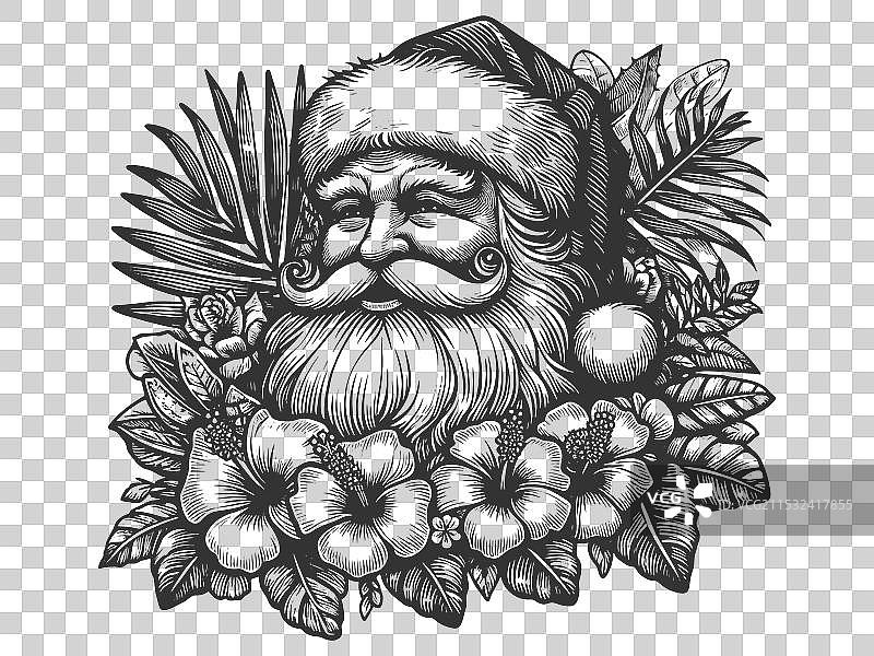 夏威夷圣诞老人和花环花朵图片素材