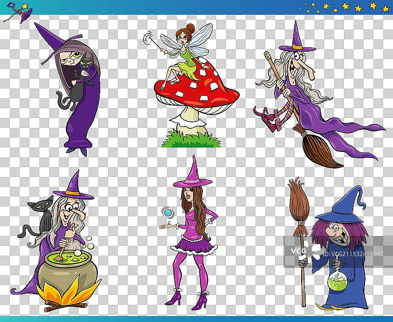 有趣的卡通女巫幻想角色系列图片素材