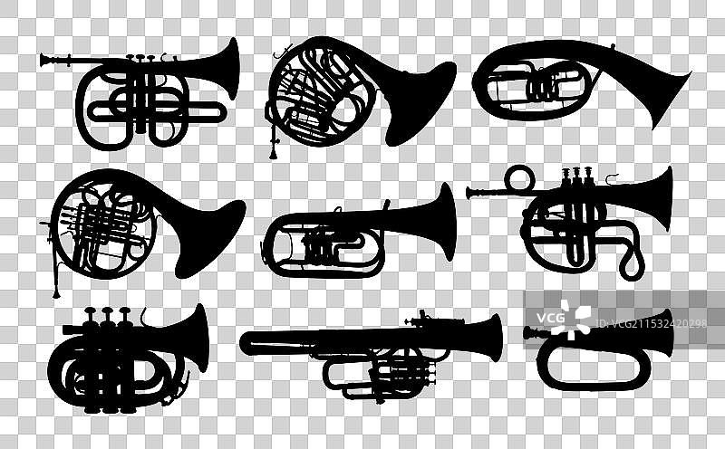 乐器的剪影设置图片素材