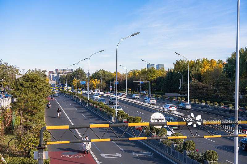 北京北二环路主路 城市交通车流图片素材