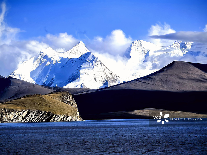 普莫雍错与库拉岗日图片素材