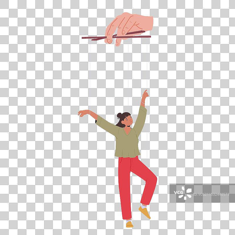 卡通女性角色被控制的情景图片素材