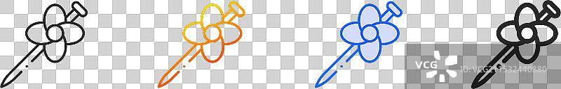 发夹图标，细线性渐变蓝色描边和图片素材