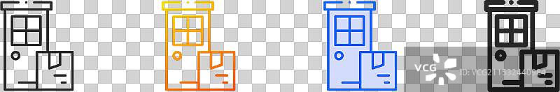 家庭送货图标，细线性渐变蓝色图片素材
