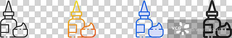 染发图标，细线性渐变蓝色描边和图片素材