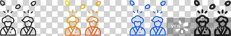 樱花观赏图标，细线性渐变蓝色描边图片素材