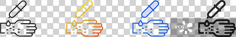 手部图标，细线性渐变蓝色描边图片素材