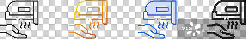 手干燥器图标，细线性渐变蓝色描边图片素材