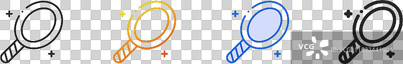 手镜图标，细线性渐变蓝色描边图片素材