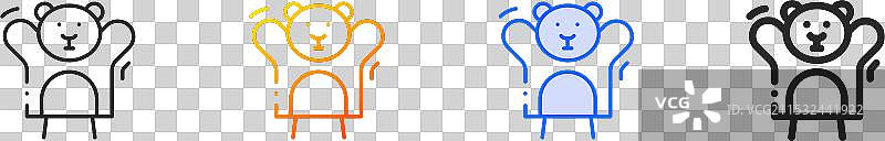 手偶图标，细线性渐变蓝色描边图片素材