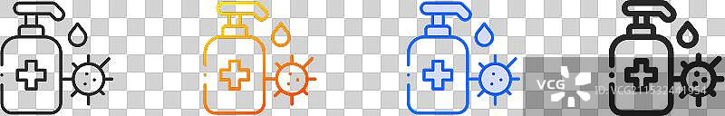 手洗图标，细线性渐变蓝色描边图片素材