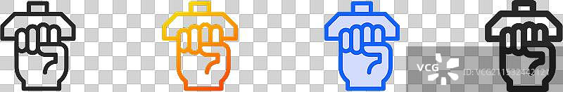 手握图标，细线性渐变蓝色描边图片素材