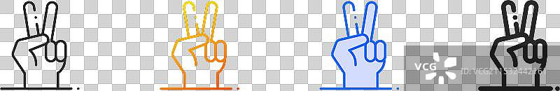 手部图标，细线性渐变蓝色描边图片素材