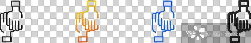 手部图标，细线性渐变蓝色描边图片素材