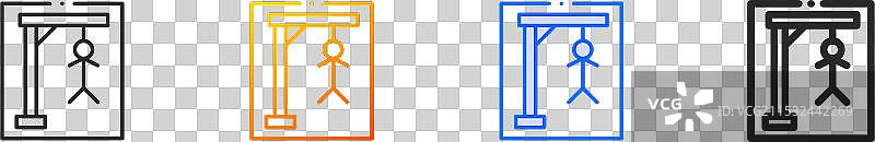 绞刑架图标，细线性渐变蓝色描边图片素材