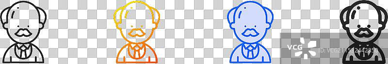 校长图标，细线性渐变蓝色描边图片素材