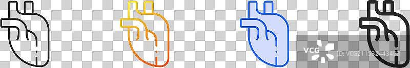 心脏器官图标，细线性渐变蓝色描边图片素材