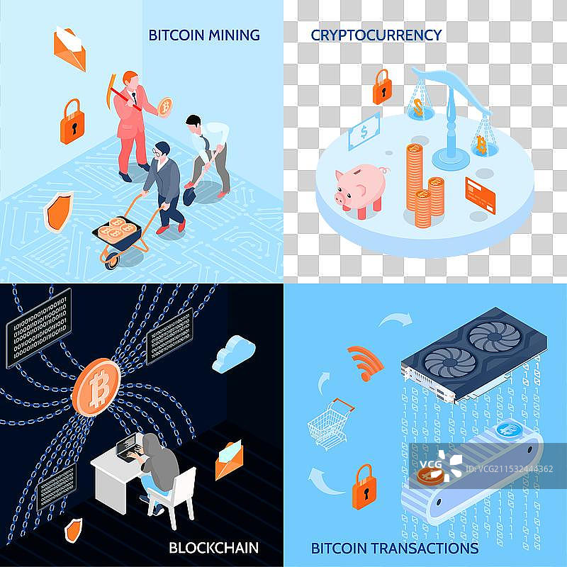 加密货币等距设计概念图片素材