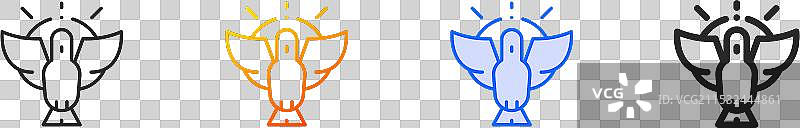 圣灵图标，细线性渐变蓝色描边图片素材