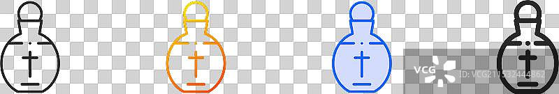 圣水图标，细线性渐变蓝色描边图片素材