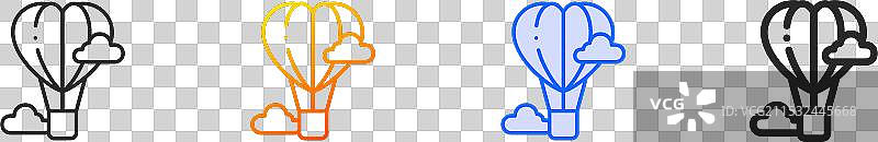 热气球图标，细线性渐变蓝色图片素材