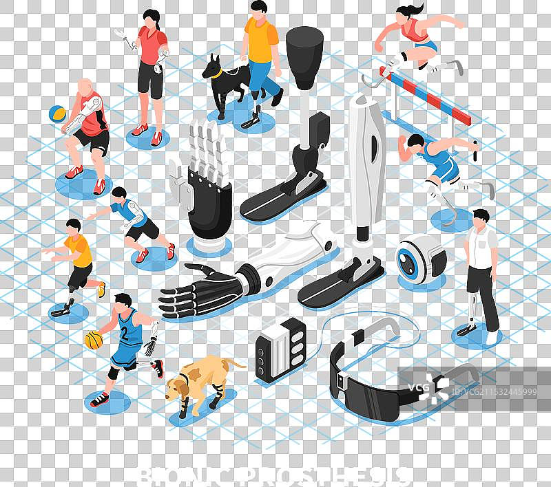 仿生假肢的等距构图图片素材