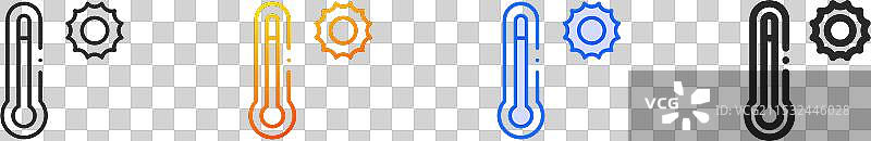 热图标，细线性渐变蓝色描边和加粗效果图片素材