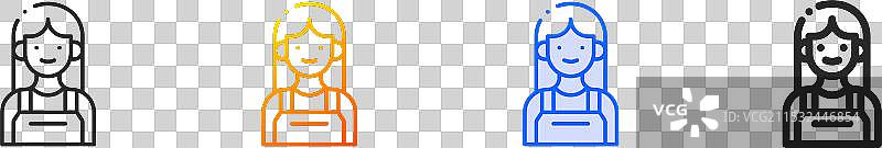 家庭主妇图标，细线性渐变蓝色描边图片素材