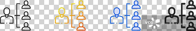 人类图标，细线性渐变蓝色描边和图片素材