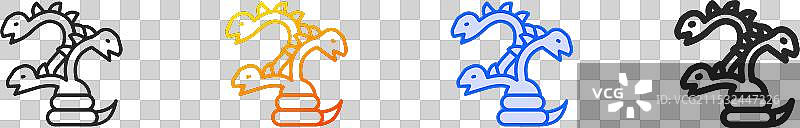 海德拉图标，细线性渐变蓝色描边和图片素材